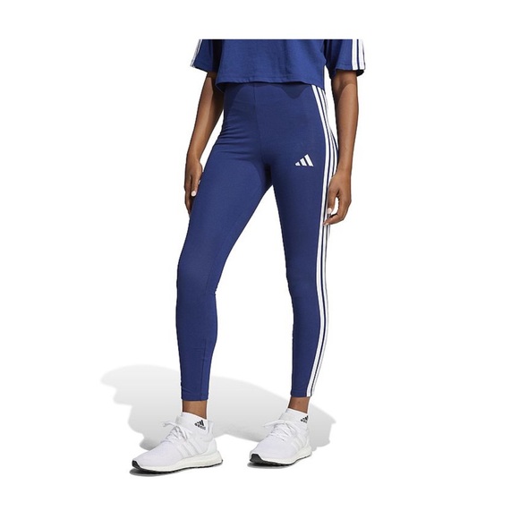 adidas Pants - Adidas Women's Navy Leggings with White Stripes Size Small NWT
